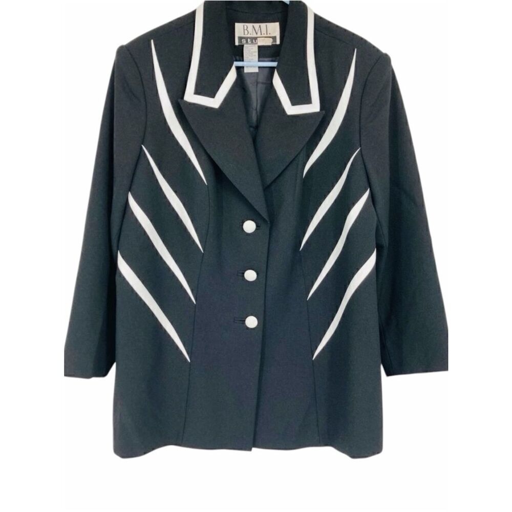 Ben Marc / BMI Studio Stylish Black /White Blazer Size 18 - Picture 2 of 5